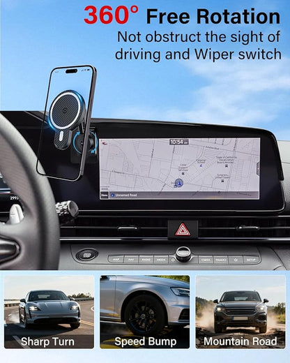 Car Phone Holder for Hyundai Elantra 2021- 2025 SE/SEL/Sport/Limited/N Line Accessories Custom 8-Inch/10.25-Inch Screen Magnetic 15W Fast Wireless Charger Car Phone Mount 360° Rotating Extension Rod