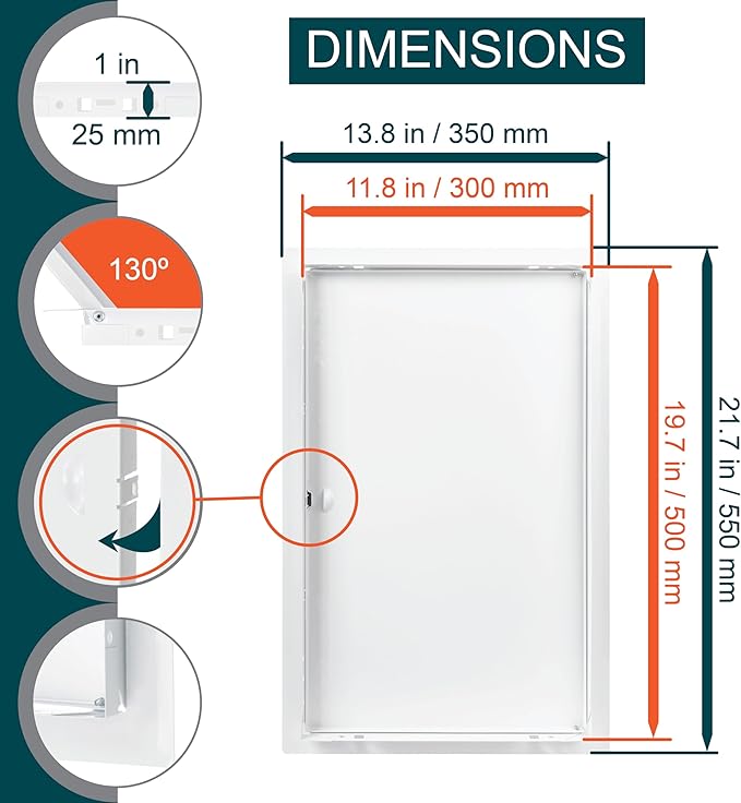 12" x 20" White Metal Access Panel. Service Shaft Door Panel. Plumbing
