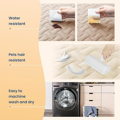 gogobunny 100% Double Sided Waterproof Dog Blanket Soft Bed Pet Cover Reversible Protect Furniture Couch Sofa Car for Puppy Cat Kids (Dark Beige/Light Beige, 52x82 Inch (Pack of 1))