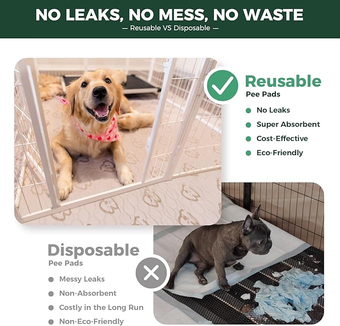 FXW Washable Pee Pads for Dogs, Leak-Proof & Non-Slip, Specifically Designed for Potty Training, 30" x 75" Rectangle, Khaki, 1 Pack