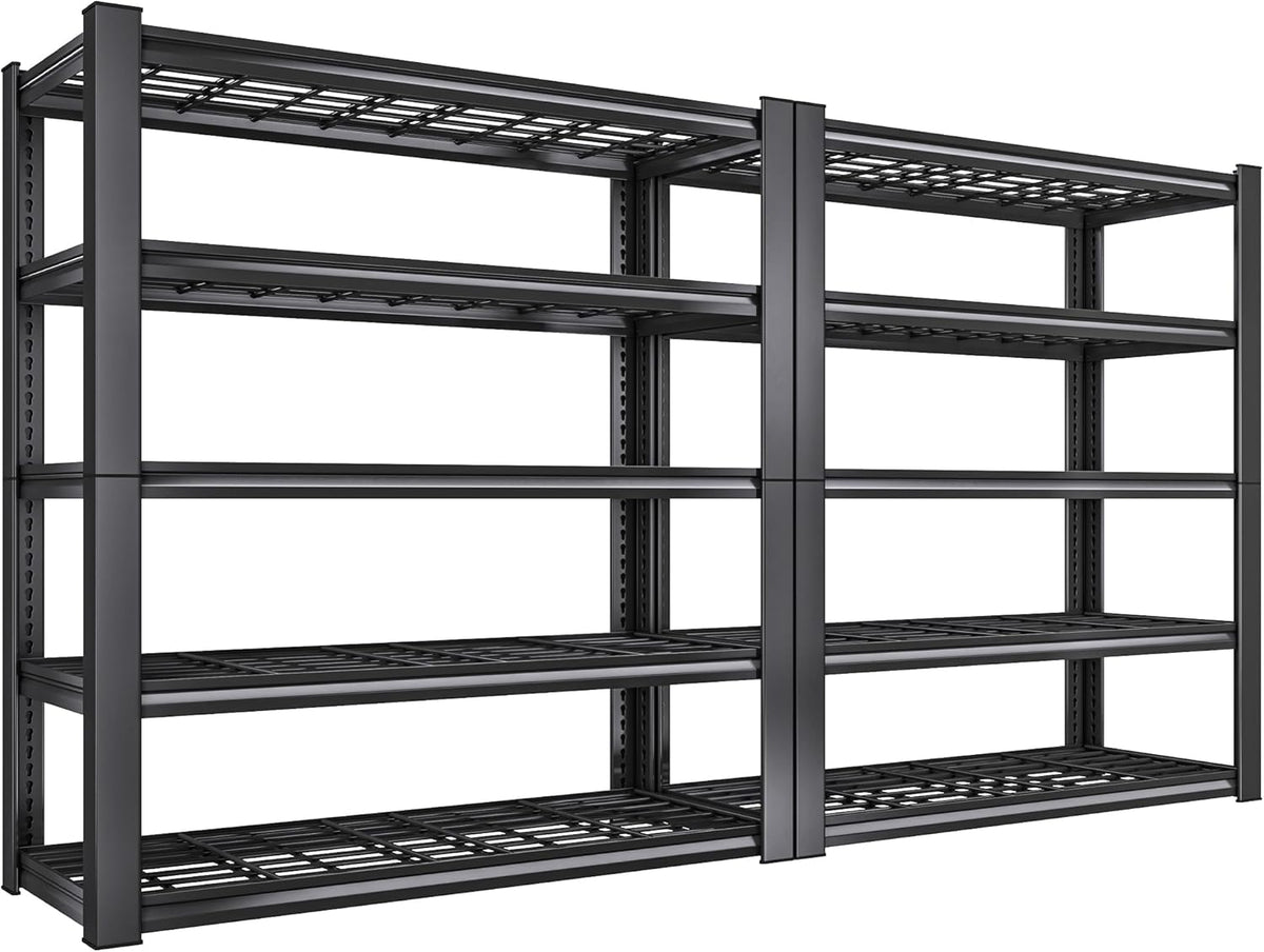 REIBII 3010LBS Storage Shelves 72" H Garage Shelving Heavy Duty Metal Shelving 5 Tier Adjustable Metal Shelves for Storage for Kitchen Pantry Warehouse Basement 72" H x 35.5" W x 16" D, 2 Pack