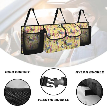 Hummingbird Car Trunk Organizer, Universal Car Organizers and Storage Backseat Car Organizer for SUV/Truck/MPV, Reusable Space-Saving Hanging Car Organization with 4 Pocekts