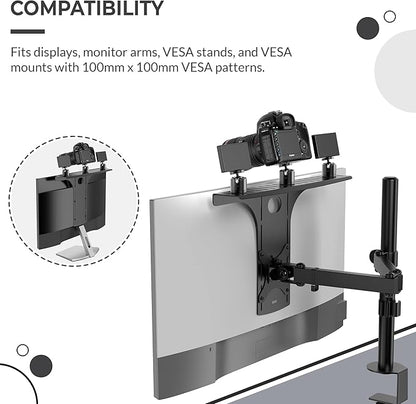 HumanCentric DSLR Monitor Mount Large, Desk Camera Mounting, Light Webcam