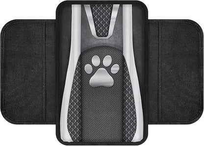 Metal-Like Dog Paw Print Car Armrest Cover Washable Middle Console Cover Scratch-Resistant Armrest Seat Box Cover Protector Auto Armrest Pad Universal for Most Vehicle SUV Truck Car