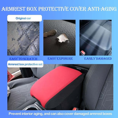 CHEAYAR Leather Car Auto Center Console Armrest Cushion for Toyota Tacoma Accessories 2016-2018 2019 2020 American Flag (Black-Cloth)