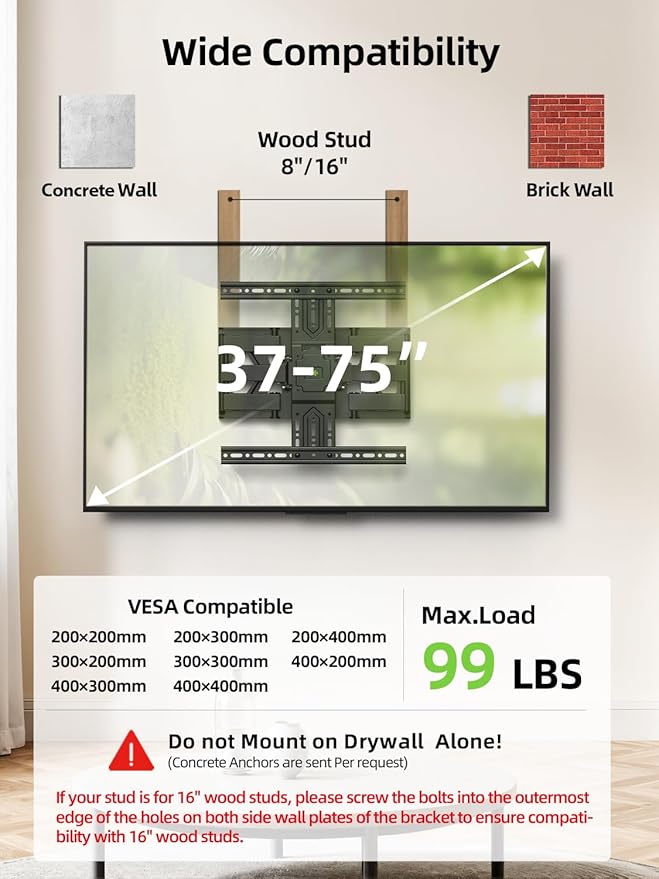 USX MOUNT Ultra Slim TV Wall Mount 37-75 Inch TVs Mount