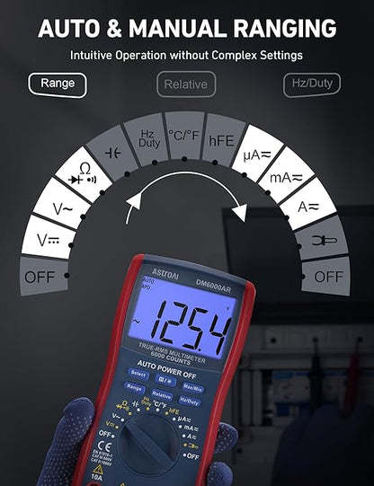 AstroAI Digital Multimeter and Analyzer TRMS 6000 Counts Volt Meter Ohmmeter