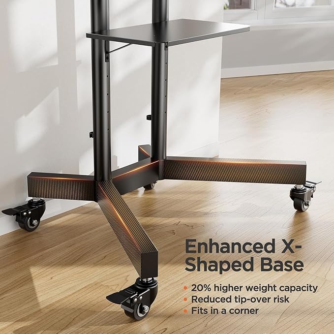 Perlegear Rolling TV Stand, Mobile TV Stand on Wheels