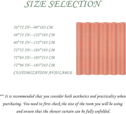 ggaimwf 36x72 Inch Solid Color Shower Curtain for Bathroom Waffle Bath Water Resistant Fabric Curtains Coral Modern Thick Shower Stall Curtain with Metal Hooks