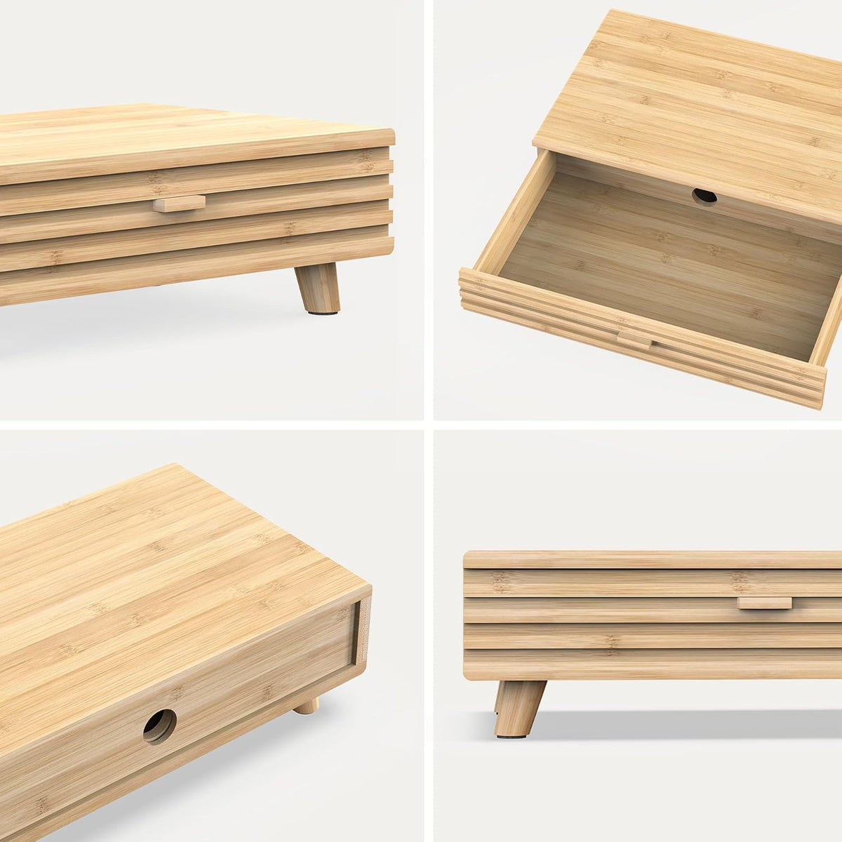 Bamboo Monitor Stand with Drawer - Desk Organizer with Cable Management & Storage, Ergonomic Laptop Riser for Home Office (220lbs Capacity, 15.7 inch ,Natural)