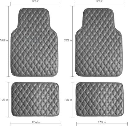FH Group Faux Leather Car Floor Mats – Universal Fit PU Leather Floor Mats with Non-Slip Design, All-Weather Interior Protectors for Cars, SUVs, and Trucks, Durable Floor Liners, Gray