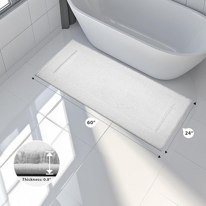 anllugs Bathroom Rugs 24" x 60", Non-Slip Extra Soft Absorbent Bath Rugs, Machine Washable Quick Dry Bath Mats for Bathroom Floor, Shower, Bathtub and Sink, White