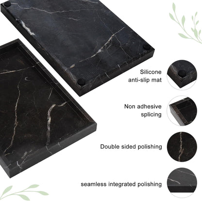 Brown Marble Tray,Pure Natural Vanity Tray,Marble Tray for Kitchen Counter Non-Ceramic/Non-Resin,Stone Trays 12 x 8 inch