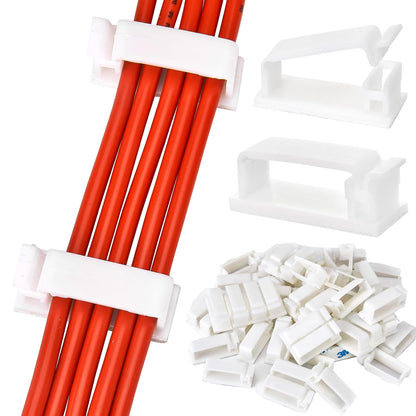 50Pcs Self Adhesive Cable Management Clips,Cable Organizers Wire Clips Cord Holder for PC Laptop Ethernet Cable Desktop Home Office(1.78’’ x 0.75’’ x 0.28’’, White)