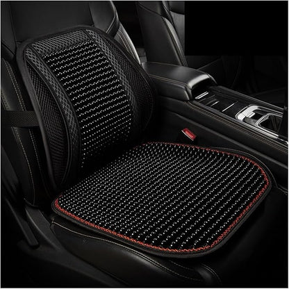 Car Seat Chair Back Cushion for Tesla Model 3 EV Sedan 2025, Wooden Beads Ventilate Mesh Lumbar Brace Strong Durable Relieve Fatigue Summer Interior Accessories,A-Waist Cushion