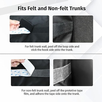 Deluxe Trunk Organizer for Car Small SUV, Backseat Hanging Trunk Organizer, Waterproof Collapsible Car Storage Bag with 6 Pockets, Reinforced No-Sag Design