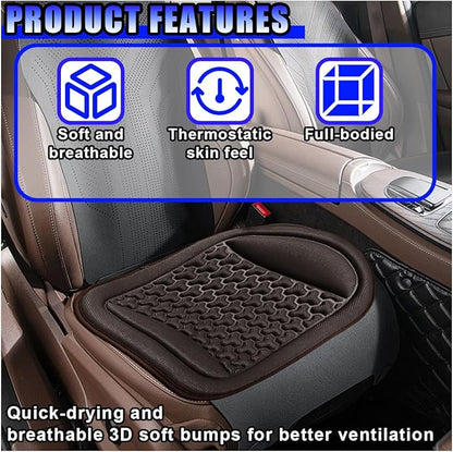 Car Seat Cushion, Comfort Cool Ice Silk Fibers Automotive Front Seats Pad, Non-Slip Breathable Auto Guard Seat Cushion, Drivers Seats Protector Covers for Vehicle, Home, Office (Coffee)