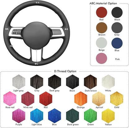 MEWANT Car Steering Wheel Cover for Mazda MX-5 2016 2017 2018 2019 Hand-Stitched Leather Car Steering Wheel Wrap
