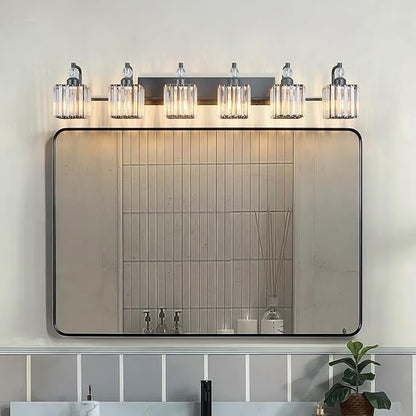 BBLLWJ 6 Light Bathroom Vanity Light Modern Black Vanity Light Fixtures