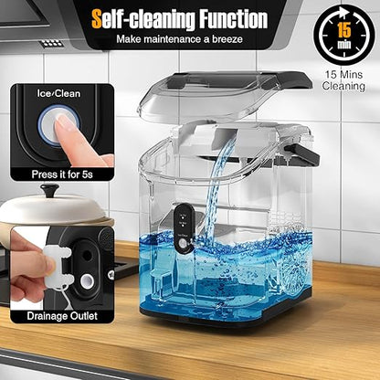 COSTWAY Nugget Countertop Ice Maker, Ready in 6 Mins, 34 lbs/24H, Ice Machine