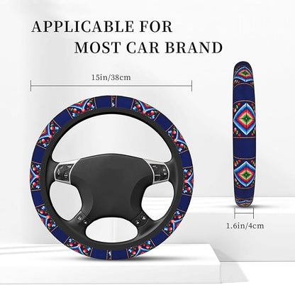 Norwegian Traditional Pattern Neoprene Steering Wheel Covers Women Men Car Accessories, Universal 15 Inch Fit Auto, Suvs, Truck