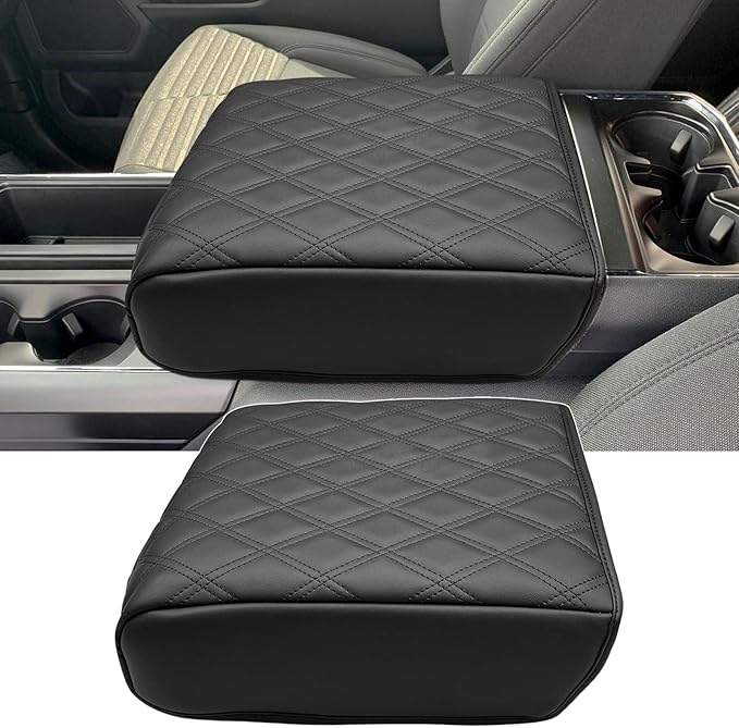 Xaido Center Console Cover for Ford F150 2021 2022 2023 2024 2025 2026 Accessories, Leather Armrest Protector Pad, Bucket Seat Only
