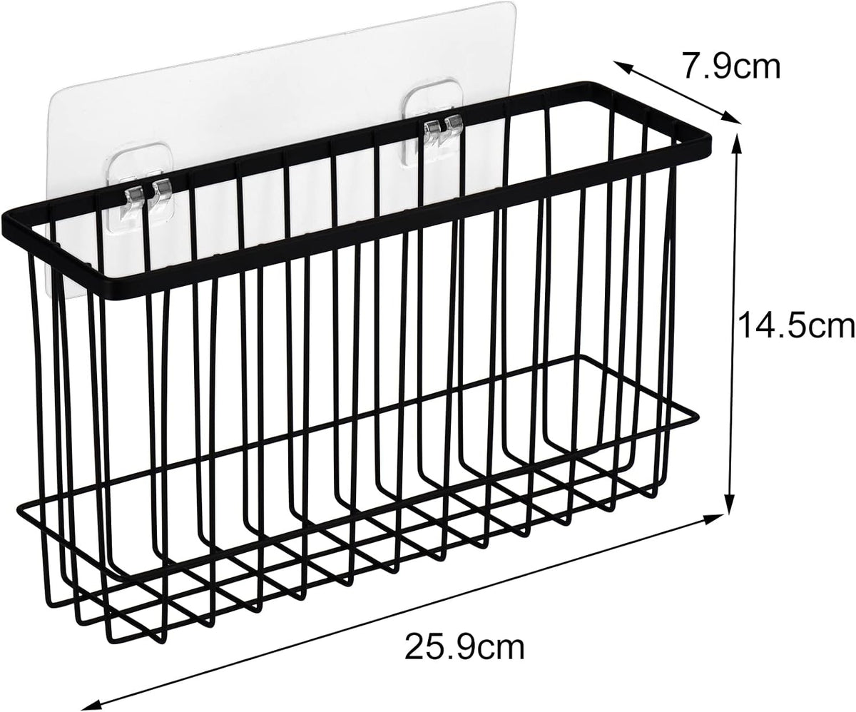 Toplife Wall Door Adhesive Kitchen Wrap Organizer Rack, No Drilling, Black
