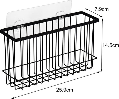 Toplife Wall Door Adhesive Kitchen Wrap Organizer Rack, No Drilling, Black