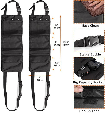 2PCS Automotive Gun Racks, Truck Front Seat Gun Organizer for Hunting Accessories, Gun Holder for Truck with Storage Pockets