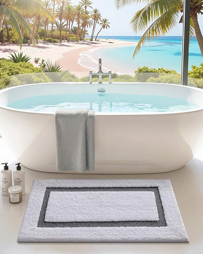 Color&Geometry Bathroom Rugs, Water Absorbent and Quick Dry Microfiber Bath Rugs-24"x36", Non-Slip, Machine Washable, Extra Soft Plush Bath Mats for Bathroom, Laundry Room, Shower and Tub