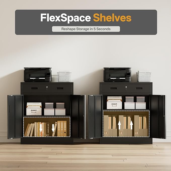Metal Storage Cabinet 36" H, Garage Storage Cabinet