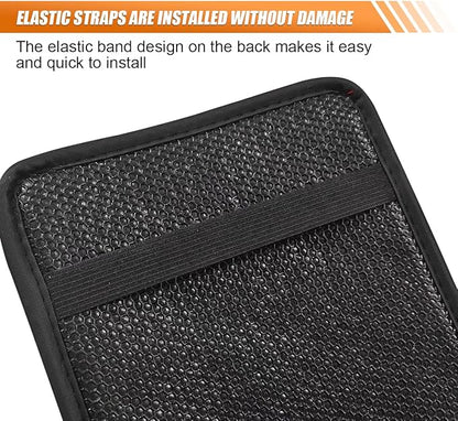 Leather Center Console Cover for Cars, Waterproof Arm Rest Box Protective Cover Car Center Console Cushion Pad, Universal Middle Console Armrest Pad Cover for Most Vehicles (Black/Red)