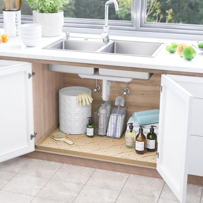 SIKADEER 22" x 22" Under Sink Mat Waterproof, Silicone Mat Kitchen Drawer Shelf and Cabinet Liner, Sink Protector for Kitchen Organizers and Storage, Boot Tray Pet Food Mats