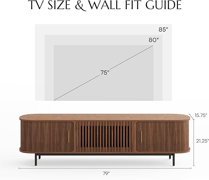 POVISON Fully-Assembled Mid Century Modern TV Stand