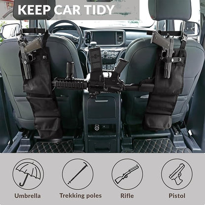 2PCS Automotive Gun Racks, Truck Front Seat Gun Organizer for Hunting Accessories, Gun Holder for Truck with Storage Pockets