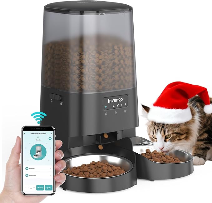 Automatic Cat Feeder with App Control, 5L Food Dispenser