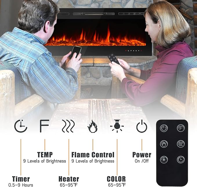 CharaVector 80 inch 750W/1500W Electric Fireplace Inserts