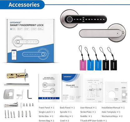 Smart Lock CATCHFACE Fingerprint Door Handle 5-1 Keyless Entry Door Lock