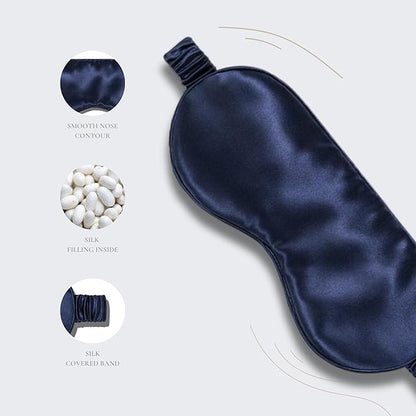 Vénera Silk Sleep Mask - 100% Pure 22 Momme Mulberry Silk Eye Sleeping Mask for Women and Men - Blackout Eye Mask for Sleeping (Navy Blue)