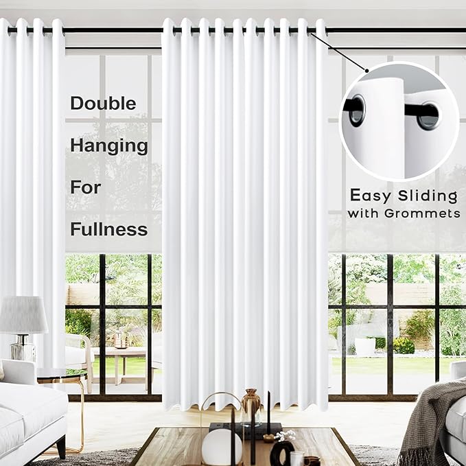 KOUFALL 96 Inch Curtains 2 Panel Set, Semi Blackout Extra Wide Living Room