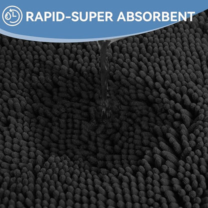 Bcoimo 70"×24" Absorbent Bath Mat, Non-Slip with Backing Chenille Bath Rug and Machine Washable Bathroom Mat Quick-Dry Design. Ideal for Bathroom and Tub Areas