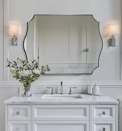 ANDY STAR Chrome Bathroom Mirror, 30x40 Inch Large Polished Chrome Mirror