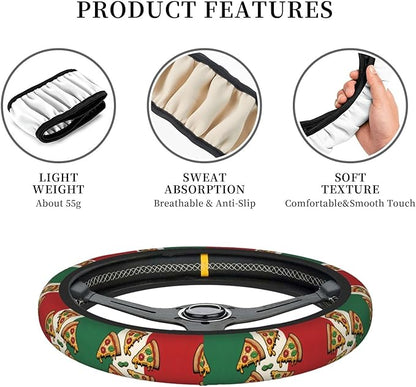 Neoprene Steering Wheel Cover Pizza Italy Flag Italian Car Steering Wheel Cover Universal Fit for Most Cars