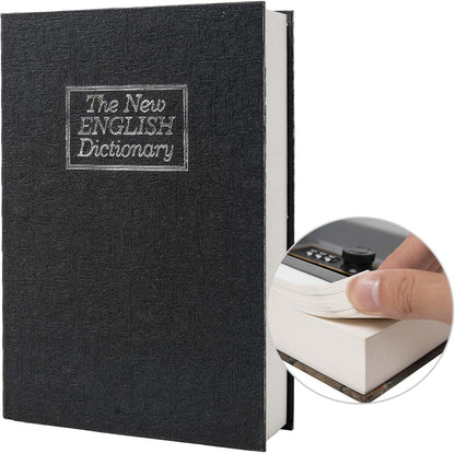 Real Paper Transfer Book Safe, Hollow with Secret Hidden Compartment, Combination Lock, 8.7"×6"×2" (Black Dictionary-Combination)