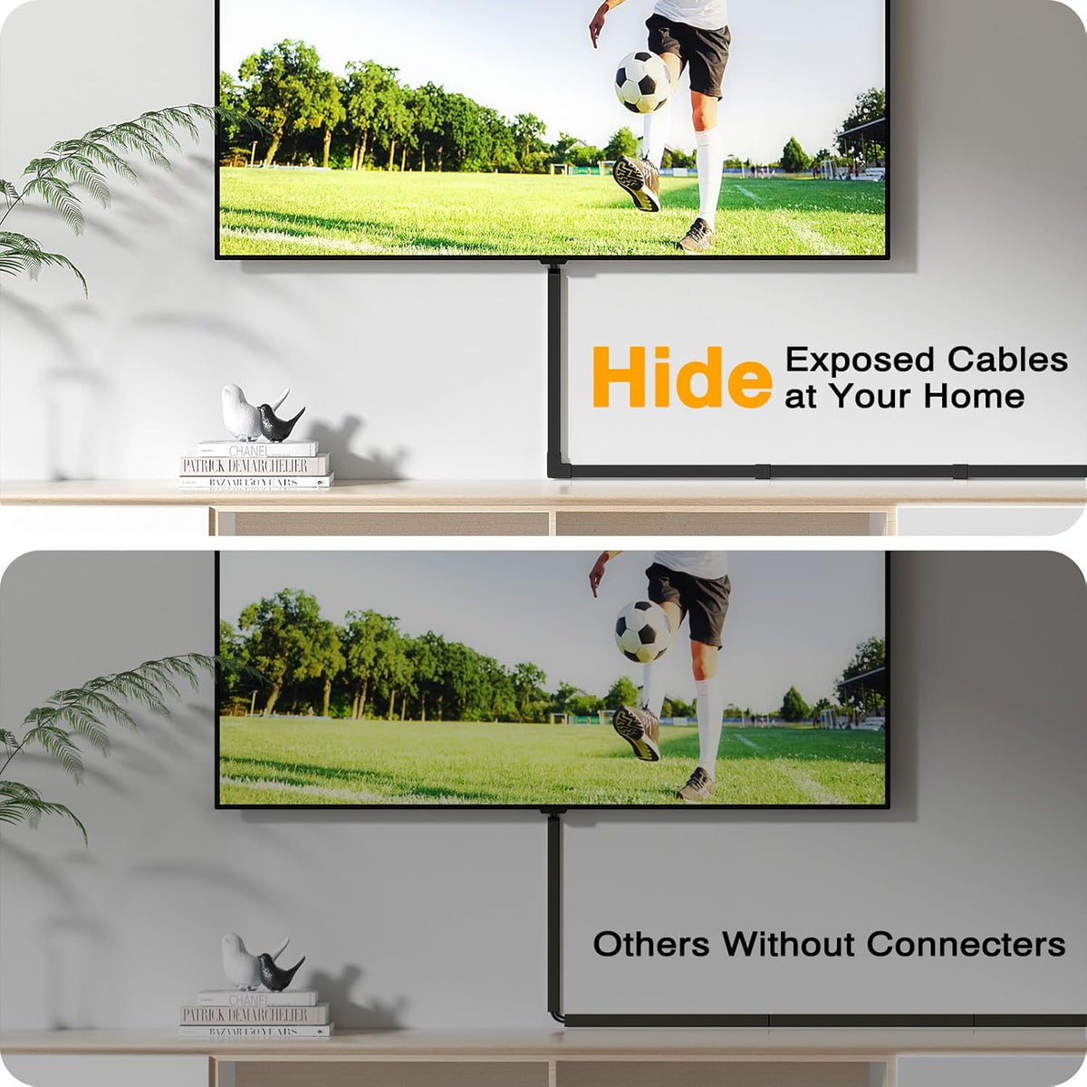 Cable Hider, 157in Delamu Cord Hider Wall for Wall Mounted TV, Wire Hider Kit, Paintable Cable Concealer Raceway Management for Home & Office, 10XL15.7 W0.95 H0.55in, Black
