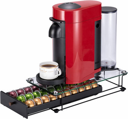 ZCDCP Nespresso Vertuo Pod Holder Coffee Capsule Holder Drawer Black 30 Pods