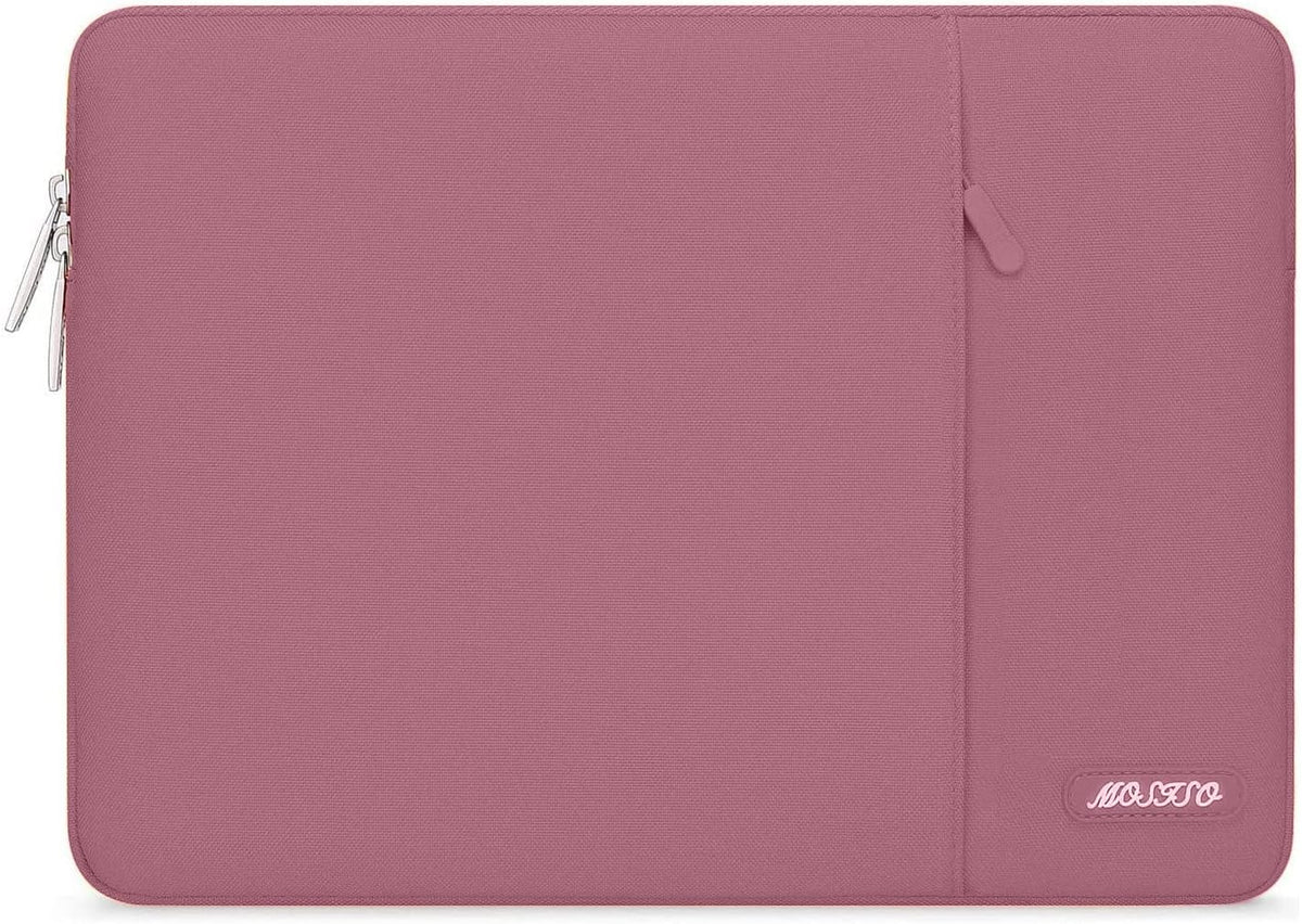 MOSISO Laptop Case 13.3 inch, 13-13.3 inch Laptop Sleeve Compatible with MacBook Air/Pro 13/Pro 14 M5 M4 M3 M2 M1, HP Dell ASUS Lenovo,Polyester Vertical Computer Sleeve Bag with Pocket, Dusty Rose