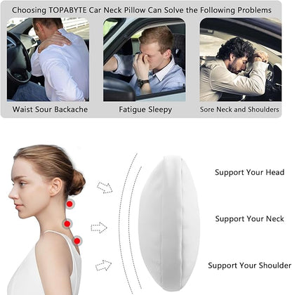 Headrest Pillow Comfortable Neck Pillow Support Cushion for Tesla Model 3 Highland Model Y Model S Model X Cybertruck Adjustable Strap Soft Leather Pillow for Driving, 1 Pack, White