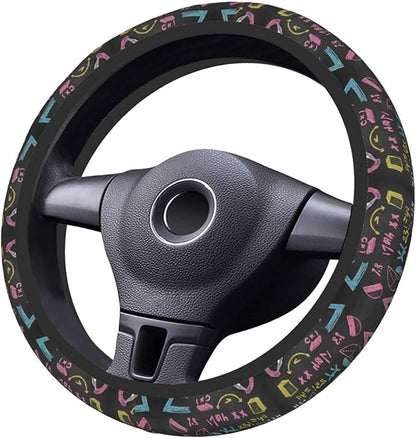 Math Mathematician Pi Day Car Steering Wheel Cover, 15 Inch Steering Wheel Cover Stylish Decor for Most Cars
