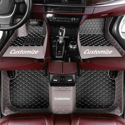 Custom Car Floor Mat Compatible with 97% Car Models Luxury Leather All Weather Waterproof Anti-Skid Full Coverage Car Mats (Gray with Black)